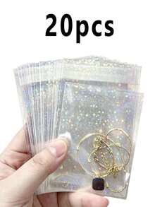 200/100/50/30/10pcs PVC Transparent Reusable Sealable Jewelry Bags, Disposable Storage Bags, Laser Transparent Packaging Bags, Anti-Oxidation, Prevent Discoloration, For Storing Earrings, Necklaces, Jewelry And More. - Multicolor - View 17