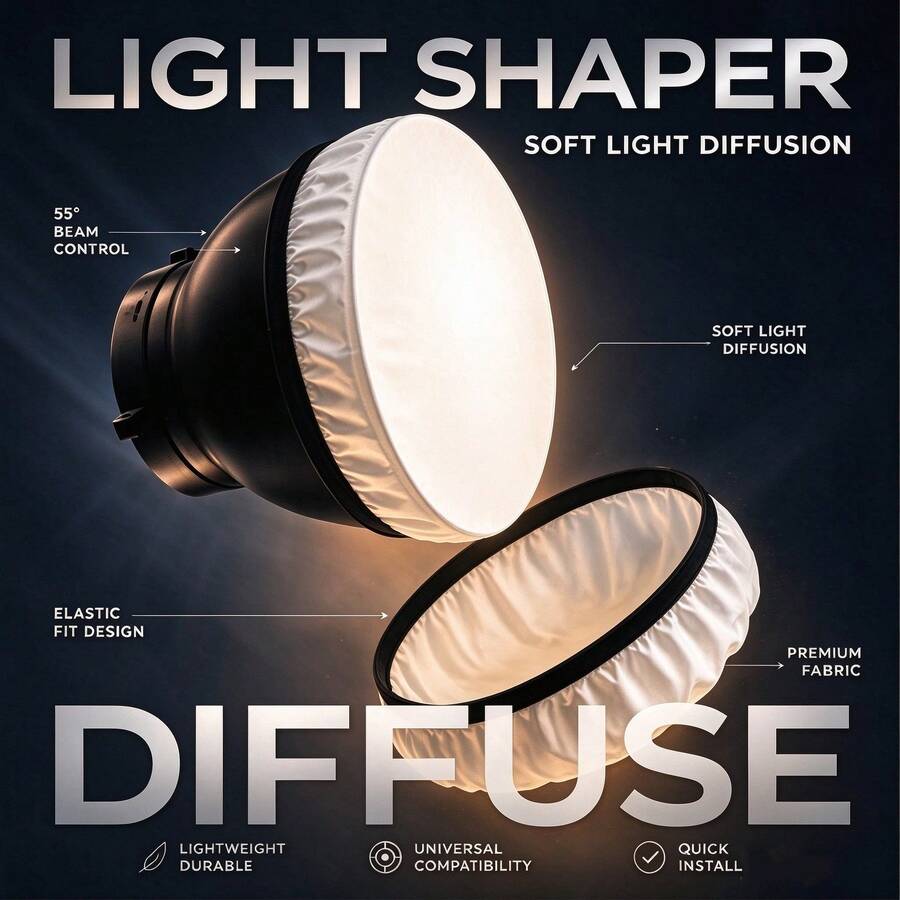 2pcs White Flash Diffuser, Compatible With 5.5 To 7 Inch Studio Flash, Suitable For Wedding Photography, Indoor Studio Shooting, Still Life Product Photography, Portrait Backdrop, Perfect Christmas Gift For Photography Enthusiasts