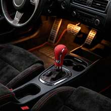 1 قطعة مقبض ناقل الحركة للسيارة، رأس ذراع ناقل الحركة المعدل عالمي للناقل اليدوي/الأوتوماتيكي، من سبيكة الألومنيوم مع ثقب، خيارات اللون الأسود/الأحمر - A - مشاهدة 2