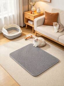 [Cat]Cat Litter Mat, Anti-Tracking Cat Litter Mat, Double Layer Cat Litter Mat, Cat Litter Filtering Mat, Pet Cat Litter Anti-Splash Mat - Grey - View 5