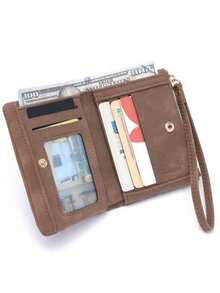 Women's Short Folding Wallet 2026 New Ultra-Light Slim Card Holder Wallet 2-In-1 Printed Handbag Wallet - Coffee - View 5
