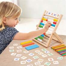 Wooden Abacus Frame Math Learning Toy, 10-Row Wooden Frame Abacus With Multi-Colored Beads, Early Childhood Intelligence Development Educational Aid, Suitable For Children's Birthday, Halloween, Christmas Gifts - Multicolor - View 3