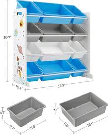 Toy Chests & Organizers - Blue and White - View 8