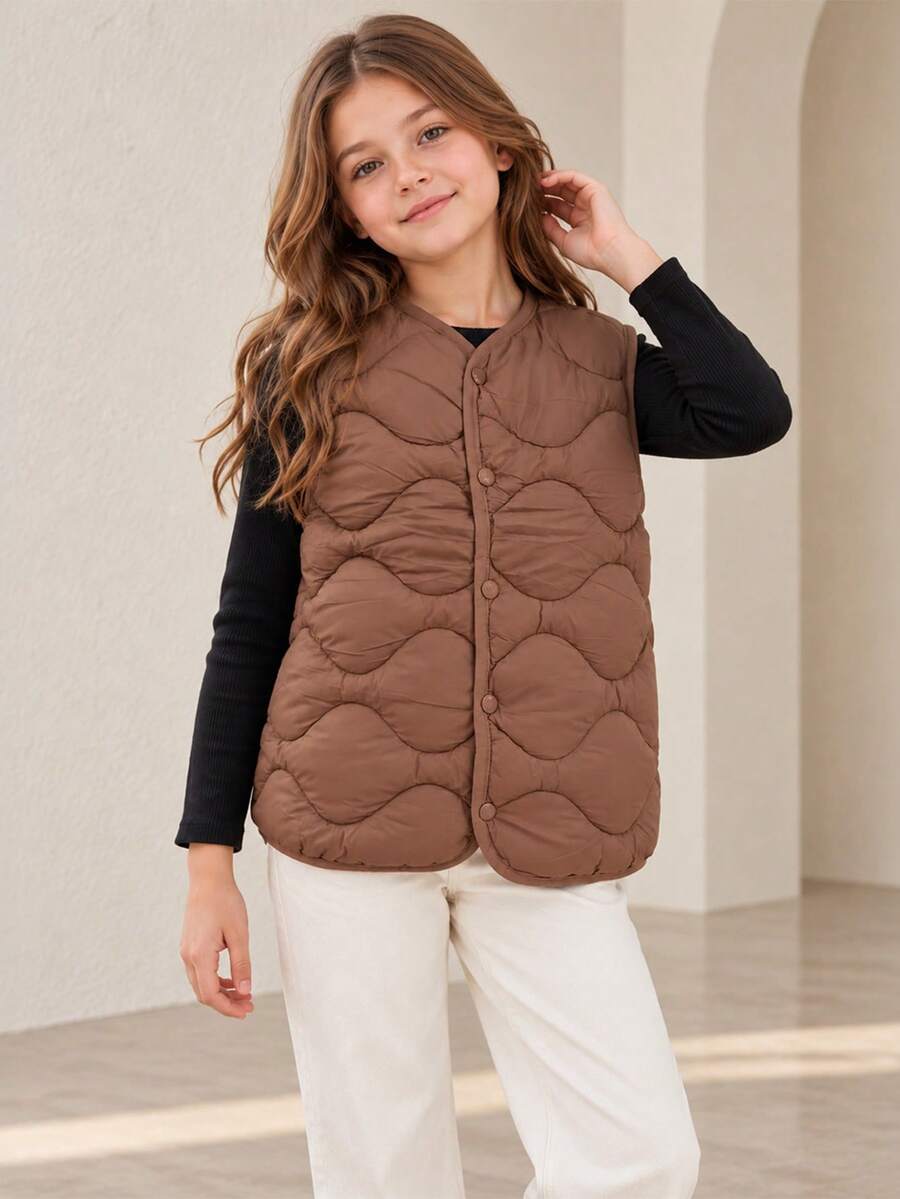 Tween Girls Winter Coats - Café - View 1