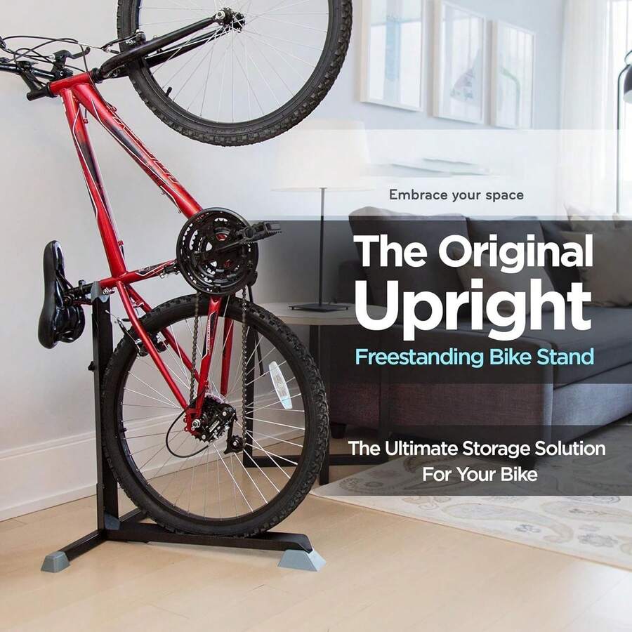 Bike Stand Vertical Portable Space-Saving Bicycle Rack Storage Adjustable Height - 22*30*23.5inch - View 1