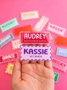 1/2/3pcs Personalized Name Badge, Customized Acrylic Name Plate, Nurse Magnetic ID Badge, Teacher Name Tag, Business Name Badge - Multicolor - View 2