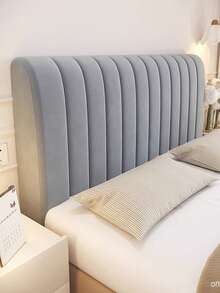 1PC Stretchy Full Wrap Headboard Covec, Soft Plush Dustproof Bed Head Protectot, Elastic Anti-Slip Bedroom Decor Slipcover For King Queen Full Size Bed, Easy Install Removable Washable Headboard Protective Cover - Dark Grey - View 4