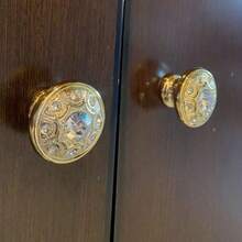 10pcs Handles + 10pcs Screws, Vintage European Floral Design Single Hole ABS Small Pull Handles For Wardrobe, Cabinet, Drawer, Furniture Hardware Door Knobs, Home Decor, Jewelry Box Handles - Retro Handle - View 2