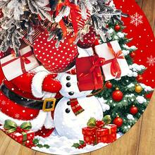 1/100Pcs Red Christmas Tree Skirt, Featuring Santa Claus, Christmas Tree And Snowman Patterns, Round Tree Base Decoration, Suitable For Winter Party And Home Holiday Decor (60/90cm Diameter Christmas Tree), Christmas Decoration - Multicolor - View 4