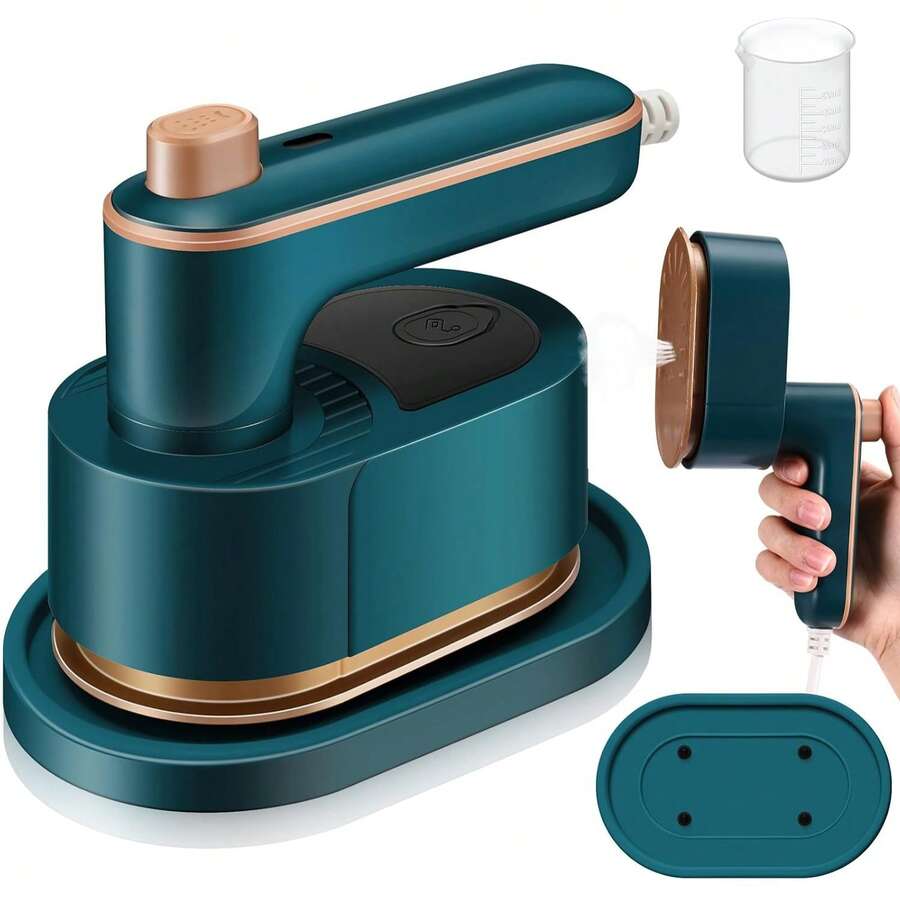 1件 40W 旅行用衣物蒸汽熨斗－便攜式手持蒸汽熨斗，180°旋轉手柄與陶瓷加熱板，手持衣物熨燙機，適用於全球旅行、居家與學校宿舍使用，便攜旅行熨斗，適合黑色長袍 Abaya 假期禮物