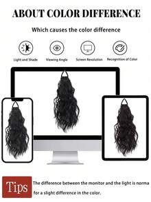 12 Inch Korean Style Loose Layered Wavy Wig With Elastic Headband, Can Tie Low Ponytail, Suitable For Women's Daily Wear - Multicolor - View 8
