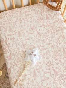 1 ga giường bọc nôi em bé 120*60cm họa tiết thỏ, vải gạc mềm thoáng khí - Nhiều màu - Xem 4