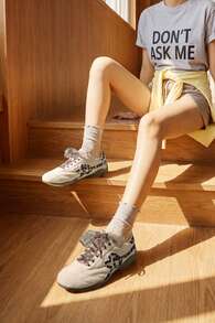 Kappa Leopard Print Patchwork Retro Training Shoes Women's Autumn New Lightweight Soft Sole Casual Sports Sneakers - Light Wax Yellow/Brownish Gray - View 6