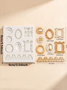Baroque Vintage Picture Frame Silicone Mold, Round & Square Frame Molds For Fondant, Candy, Clay & Covered , Cake Photo Decor & Cupcake Toppers, DIY Craft Supplies - Light Grey - View 16