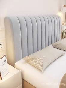 1PC Stretchy Full Wrap Headboard Covec, Soft Plush Dustproof Bed Head Protectot, Elastic Anti-Slip Bedroom Decor Slipcover For King Queen Full Size Bed, Easy Install Removable Washable Headboard Protective Cover - Dark Grey - View 5