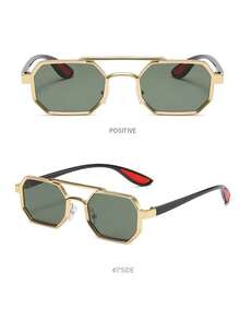 1 Pair Unisex Metal Geometric Frame Small Frame Personalized Fashion Decorative Casual Fashion Glasses - Dark Green - View 3