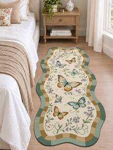 DAJIANG 1pc Vintage Butterfly Floral Rug, Kitchen Rug, Hallway Rug, Area Rug, Suitable For Bathroom, Kitchen, Hallway, Bedroom, Living Room, Bedside Mat, Machine Washable, Easy To Clean, Non-Slip Back, Bedroom Decor, Autumn/Winter Style - Multicolor - View 5