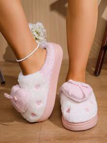 Closed-Toe Color Block Patchwork Fashion Embroidered Couple Slippers For Home All Seasons - Pink - View 6