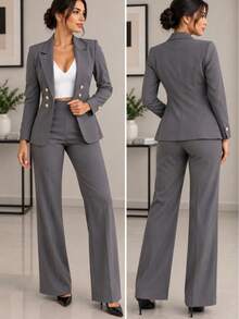 Women Suit Sets - Dark Grey - View 3