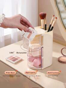 1pc Rotating Makeup Organizer - With Drawers, Ideal For Storing Makeup Brushes, Combs, Various Makeup Tools, Powder Puffs, Lipsticks, Perfect Gift For Back To School, Graduation, Holidays, Parties, Girlfriend, Mom, Best Friend. Essential Makeup Storage For Autumn And Winter, Christmas Gift - View 17