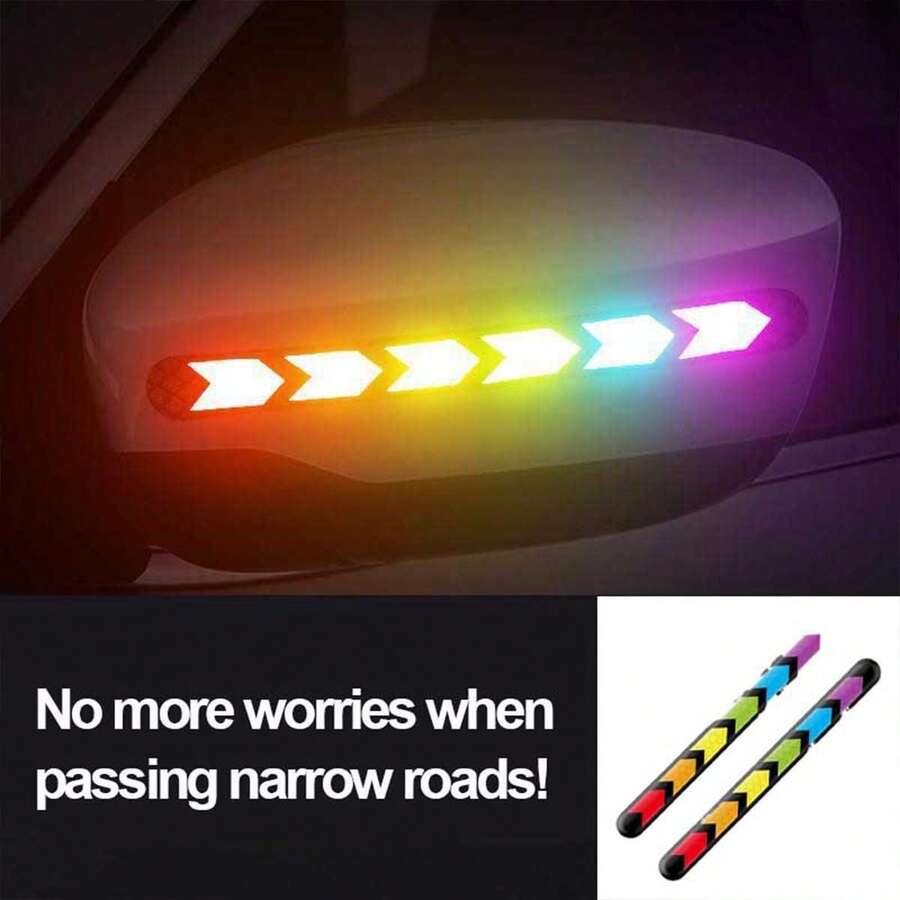 2pcs/4pcs Car Exterior Stickers, Rearview Mirror Reflective Strips ...
