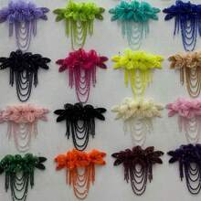1pc Tassel Crystal Chiffon Embroidered 3D Flower Applique Patch For Clothing, Bag, Home Decor, Multi-Color Options - Tassel Style - View 8