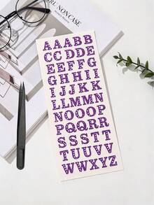 1pc Silver Rhinestone English Letter Decorative Stickers, Colorful English Letter Diamond 3D Stickers, Full Set Of 26 Hollow Rhinestone Letters With Tweezers, Self-Adhesive Backing, Phone Decoration Stickers, Laptop Decoration Stickers, Compatible With Phone Cases, Earphone Boxes, Tablets, Laptops, Headphone Shell Decoration Stickers - Letter Design - View 20