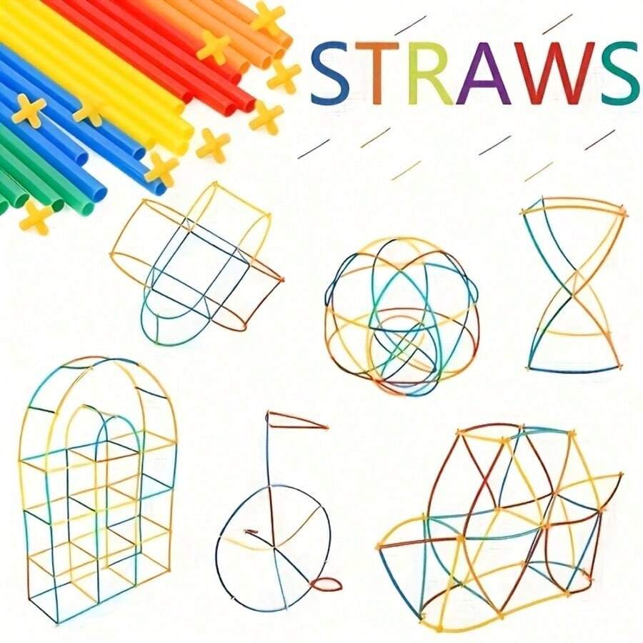 100/200/400pcs Storage Bag Children's 4D Creative DIY Straw Building ...