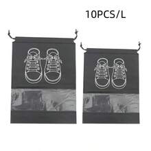 5pcs Pink Dust-Proof Shoe Bags With Drawstring Design, Suitable For Travel, Hallway, Bedroom Or Dormitory. These Shoe Bags Are Universal Storage Items Suitable For Children And Adults, Essential For Back To School Season (Available In Pink, White, Blue, Grey, Black, Navy Blue And More Colors) - Grey - View 11
