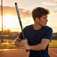 Steel Baseball Training Bat With PU Grip For Swing Practice - Black - View 1