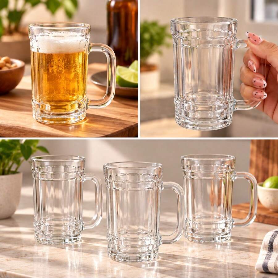 6-Pack Thick Glass Beer Mugs - View 1