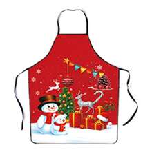 1pc European And American Christmas Apron, Decorative Fabric Printed Halter Neck Apron With Waist Tie, Waterproof And Oil-Proof - Multicolor - View 14