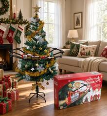 Christmas Train Toy With Christmas Tree Base, Light And Sound - Green - View 2