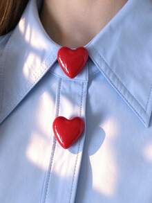 1 pieza/2 piezas Juego elegante de botones con patrón geométrico en forma de corazón, juego de botones para camisa, juego de botones de clip, juego de gemelos de cristal a la moda, adecuado para decoración de esmoquin y vestido de boda - Rojo - Ver 1