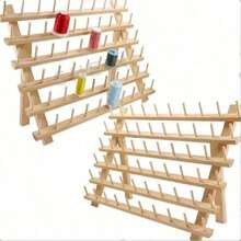 30/60 Spool Wooden Thread Rack Organizer Yarn Storage Sewing Thread Holder Bobbin Rack, Suitable For Sewing, Quilting, Embroidery, Knitting - Dual Axis - View 3