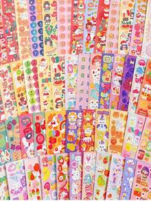 20pcs Cute Cartoon Holographic Stickers (Random Patterns), GOO Card Stickers, Party DIY Stickers, Pre-Cut No Trimming Needed, Suitable For Adults, Teens And Children Cute Cartoon Theme Stickers, School Supplies, Back To School - Multicolor - View 3