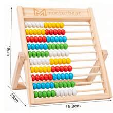 Wooden Abacus Frame Math Learning Toy, 10-Row Wooden Frame Abacus With Multi-Colored Beads, Early Childhood Intelligence Development Educational Aid, Suitable For Children's Birthday, Halloween, Christmas Gifts - Multicolor - View 2