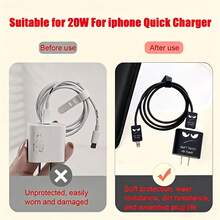 Don't Touch My Phone Pattern Charger Protective Case Compatible With Apple Fast Charging 18-20W Charger Protective Case Minimalist Ins Style UV Printed Craft Anti-Breakage Essential Gift Premium Feel Extend Charger Lifespan Anti-Pet Bite Suitable For Boyfriend/Girlfriend/Best Friend - Black - View 2