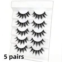 5 Pairs Cartoon Spiky Demon Anime False Eyelashes, Thick Clustered Cartoon Style Strip Lashes, Natural Dramatic Upper & Lower False Eyelashes Suitable For Cosplay Sweet & Cool Eye Makeup - Black - View 8