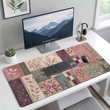 Color Block Floral Extra Long Mouse Pad, Gaming Office Home Artistic Design, Gift For Friends And Family, Rubber Base, PC Laptop Study Desk Mat, Multiple Sizes, Computer Keyboard Pad, Non-Slip And Smooth - View 6