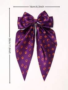1pc Halloween Accessory Ghost Spider Flowing Ribbon Spring Clip With Embossed Bow Ribbon Print Personalized Party Costume Accessory Wearable Triangle Scarf Headpiece For Back Of Head - Multicolor - View 5