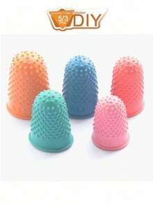 5/3pcs Silicone Finger Cots, Finger Cots, Hot Melt Glue Finger Cots, Silicone Finger Tips, Hot Melt Glue Finger Cots, Finger Tip Pads For Counting, Organizing, Writing, Sorting, Hot Melt Glue Work And Sports Games (Random Color) - Multicolor - View 6