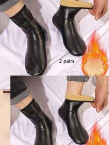 Warm Boat Socks, Thick Thermal Lined, Anti-Slip Sole, Waterproof For Indoor & Outdoor Use, Winter - Black - View 17