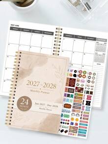 1pc 2027 Jan - 2028 Dec A5 (5.7" X 8") Weekly & Monthly Planner, Time Visualization, Daily Schedule Log, Monthly Academic Year Notebook, Improve Productivity, Back To School & Office Supplies, Desk Accessories, Christmas Gift - Multicolor - View 14