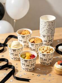 20/10pcs, Bow Themed Ice Cream Cup, Dessert Cup, Baking Cup, Suitable For Cold Goods, Ice Cream, Jelly And Snacks, Birthday Parties, Blue Parties, Dessert Shops And Party Supplies, Restaurant Decoration, Bridal Showers, Welcome Parties - Multicolor - View 7