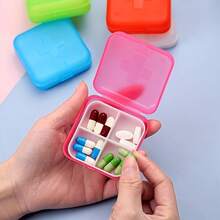 1pc Mini Square Pill Box - Portable Plastic Medicine Storage Box With Lid, Multi-Functional Design For Travel And Daily Use - one-size - View 4