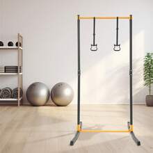 Steel Freestanding Pull Up Station, 881.85 Lbs Adjustable Height Pull Up Bar, Home Gym Workout Station With Gymnastic Rings - Black - View 1
