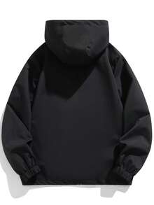 Men's Plus Size Drop Shoulder Jacket With 3D Pockets, Perfect For Autumn/Winter Casual Wear, Great Gift Idea - Black - View 4