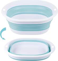 2.7-Litre Foldable Washbasin, A Portable, Space-Saving Washbasin Suitable For Camping, Motorhome Trips, Travel And Home Use, Blue, Dimensions: 25 * 9.5 Cm - Baby Blue - View 6