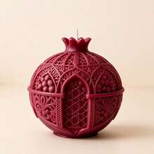 4pcs Burgundy Pomegranate Candles With Delicate 3D Embossed Craft, Unique Fruit Shape Design - Burgundy - View 15